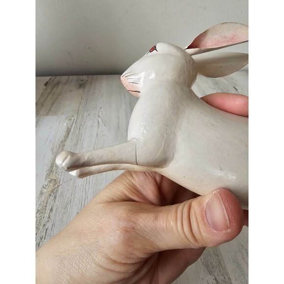 Vintage paper mache rabbit Easter Bunny decor statue figurine - Picture 9 of 10